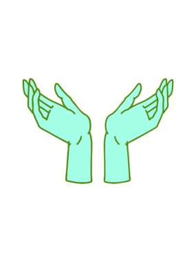 Parlak renkli açık ellerin ikonik dövme stili görüntüsünün dikkat çekici canlandırması