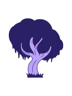 Titrek hareketli el animasyonu çizilmiş yeşil bir ağacın karalaması