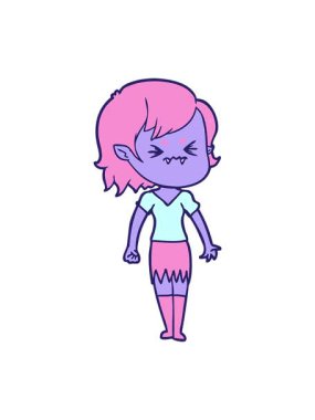 Bob ve Duraklat Sinirli çizgi film vampir kız tasarımının animasyonunu