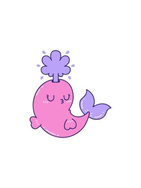 Geleneksel dövme stili canlandırmanın canlandırıcı etkisi mutlu balina karakteri fışkırtıyor.