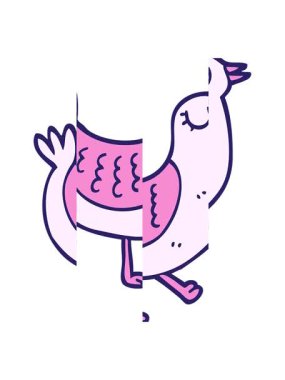 El çizimi çizgi film kuşunun bölünmüş hareket animasyonu