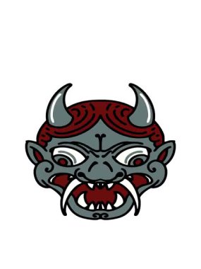 Japon kabuki tiyatro maskesinin hareketli animasyonu