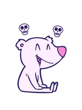 Oturan ayı çizgi filminin kafatası animasyonu