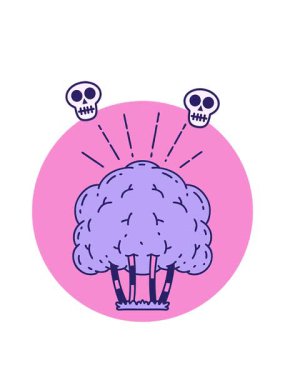 Bir dövme ağacının ikonunun dönen kafatası animasyonu