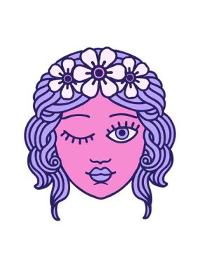 Göz kırpan yüz dövme tasarımının hareketli animasyonu