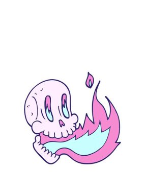 Çizgi film animasyonunu genişletiyorum. Alevli kafatası.