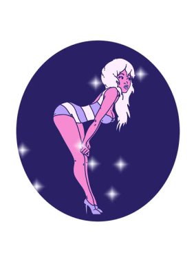 Simli efekt ikonik dövme imajı. Yüzme kostümlü bir kız resmi.