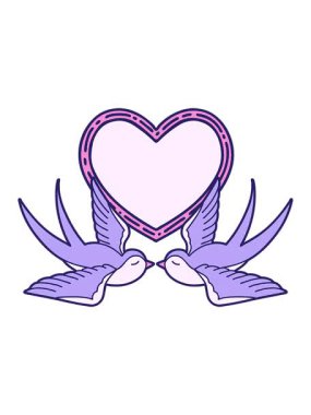 Kırlangıçların ve bir kalbin animasyonunu canlandırın.