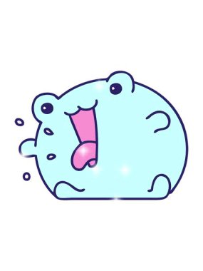 Komik, mutlu bir kurbağanın çizgi filminin ışıltı etkisi.