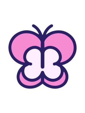 Basit ama sevimli kelebek çizgi filminin dönen hareket animasyonu