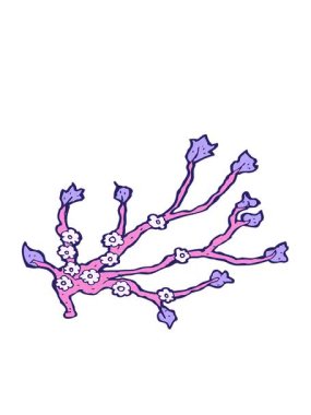 karikatür çiçekli dalın hareketli animasyonu