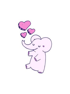 Sevgi dolu karikatür filinin basınçlı animasyonu