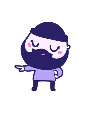 Sakallı sevimli çizgi film adamının animasyonunu durdurup duraklat