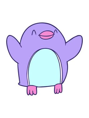 Çizgi film pengueninin neşe içinde zıplama efektini piksel haline getir