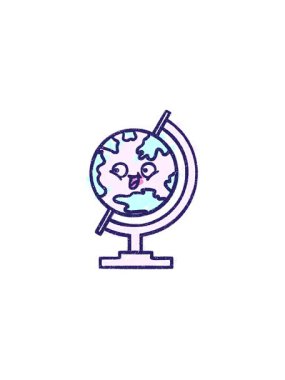 Coğrafya Küre Tebeşiri Çiziminin radyoaktif parlayan animasyonu