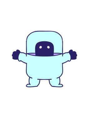 Giysili bir uzaylının el çizimi çizgi film karalamalarının efekt efektleri