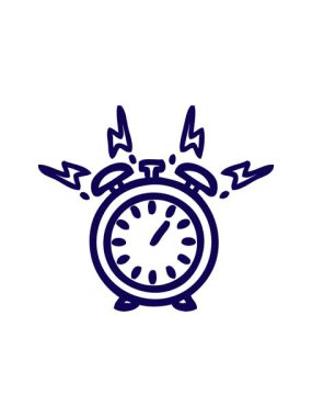 Çalan bir alarm saat simgesinin çizgi çiziminin neon ışık efekti canlandırması