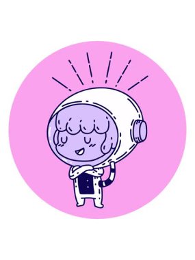 Astronot kıyafeti giymiş dövme stili bir kadının neon ışık efekti canlandırması