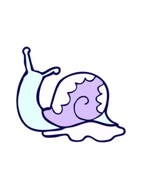 Bir salyangozun çizgi film çiziminin neon ışık efekti animasyonu