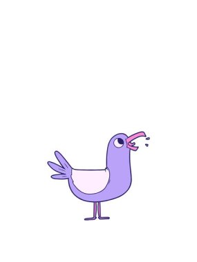 Parlak kuşun çizgi film karalamalarının yükselişi ve yüzüşü