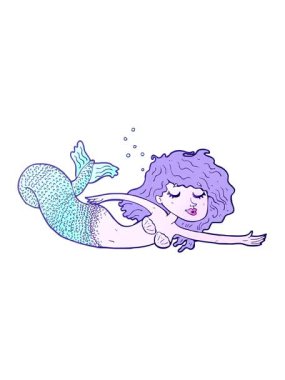 Karikatür deniz kızı tasarımının titreşimli hareketli animasyonu