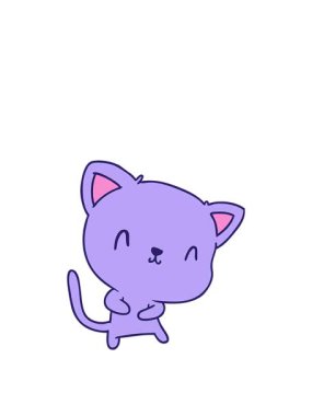 Şirin kawaii kedisinin resimleme tasarımının zıplama hareketi animasyonu