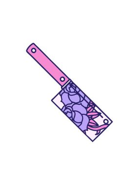 Satır ve çiçek çizgi filminin ikonik dövme tarzının hareketli görüntüsü