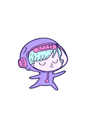 karikatür astronot kadın imajının hareketli animasyonu