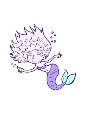 Çizgi film deniz kızı illüstrasyonunun pixelize etkisi