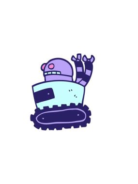 Çizgi film karalama robotunun yatay titreşimli animasyonu