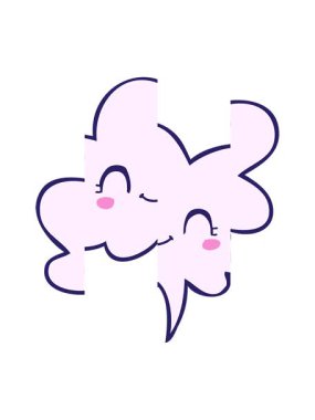 Konuşma baloncuğu ile sevimli çizgi film yüzünün bölünmüş hareket animasyonu