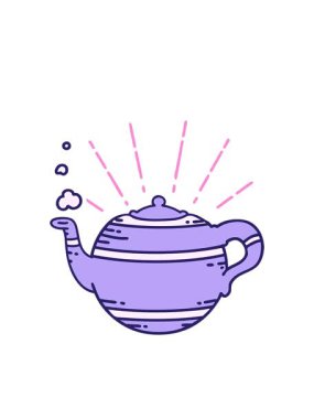 Geleneksel dövme stili buharlı çaydanlığın resimlerinin yanıp sönen radyal çizgileri.