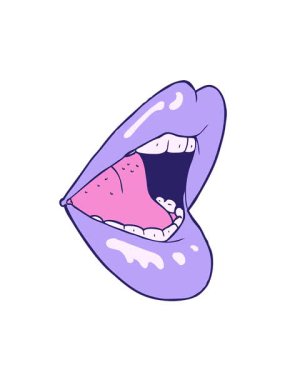 Ağzı açık çizgi filmin titreşimli hareketi.