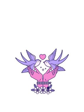 Dövme stilinin zıplama hareketi elleri bağlı ve kırlangıçlar