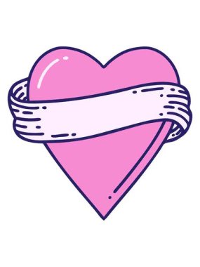 Neon kalp ve pankartın geleneksel stiliyle dövmenin hareketli animasyonu