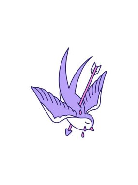 Bir kırlangıcın ağlayışının ikonik dövme şeklinin radyoaktif parlak animasyonu