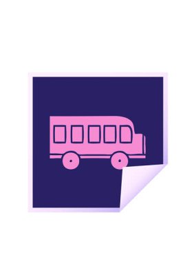 Bir okul otobüsünün kare soyma çıkartma karikatürünün yanıp sönen radyal çizgileri.