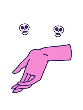 ikonik dövme stili elin kafatası animasyonu