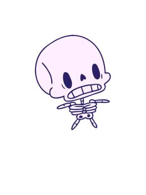 Ayağa kalk ve Kawaii 'nin sevimli ölü iskeletinin canlandırmasını uçur.