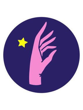 Parlayan yıldızlar el illüstrasyonunun animasyonunu etkiler