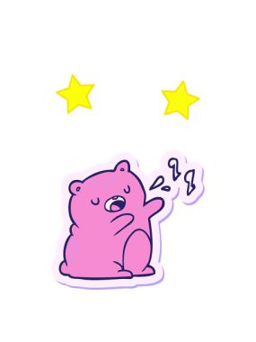 Şarkı söyleyen bir ayının çizgi film çıkartmasının dönen yıldızları.