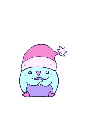 Noel şapkası takan sevimli penguen çizgi filminin animasyonunu genişletiyor.