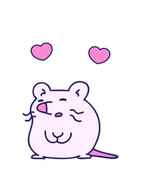 dönen kalpler beyaz bir farenin çizgi filminin animasyonu