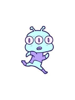 Çizgi film üç gözlü uzaylının yıldız patlaması etkisi animasyonu