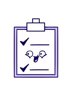 Bir kontrol listesinin sevimli çizgi filminin neon ışık efekti canlandırması