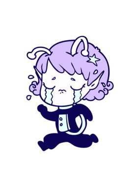 Ağlayan bir uzaylı kızın neon ışık efekti animasyonu