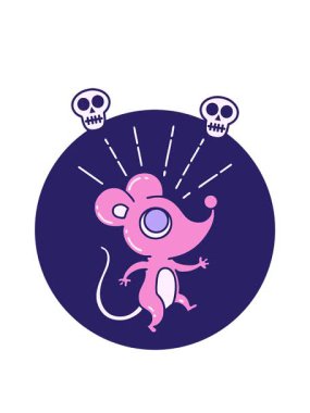 spinning skulls animation of icon of a tattoo style mouse character