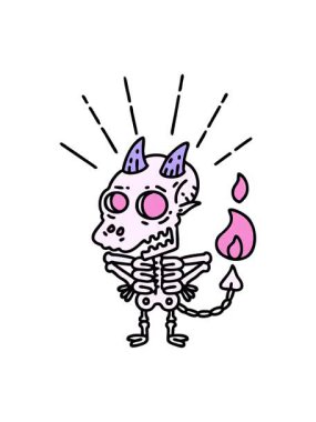 geleneksel dövme stili iskelet iblis karakterinin canlandırmasını bob ve duraklat