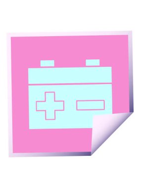 Bir araba aküsünün kare soyulmuş çıkartma çizgi filminin hareketli animasyonunu oynat