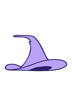 Bir cadı şapkasının çizgi film karalamalarının hareketli animasyonu